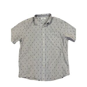 Southern Tide Men's Trim Fit Cotton Blue Striped Large Octopus Short Sleeve Shir